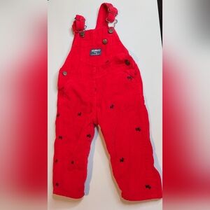 Girl's OSHKOSH Red Corduroy Black SCOTTIE DOG Vestbak Jumper~Size 12 Months